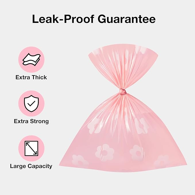 VETRESKA Dog Poop Bags with Dispenser, Lavender Scented, Guaranteed Leak Proof and Extra Thick Pet Waste Bags for Walking Dog and Cats Litter, 1 Bag Holder and 105 Bags (7 Refill Rolls)