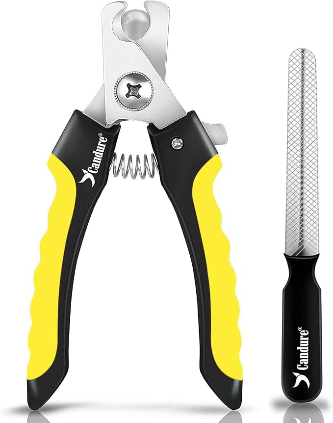 Candure Dog Nail Clippers for Pet Grooming - Professional Cat Nail Trimmers Suitable for Small to Medium Breeds with a Safety Guard & Nail File | Pet Nail Clipper