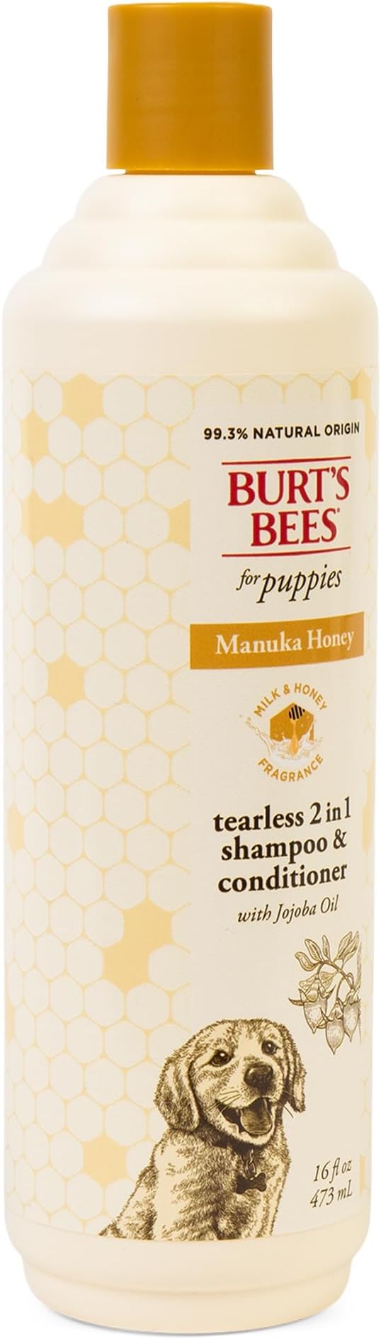 Burts Bees for Pets Manuka Honey 2-in-1 Shampoo and Conditioner, 16 Fl Oz | Jojoba oil formula, 2-in-1 shampoo and conditioner, 95% natural origin, sulfate-free
