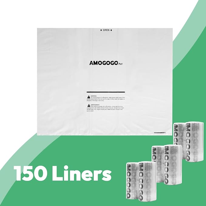 Waste Bags, Compatible with Litter Robot 4/5/3, 150 Pack Liners for Self Cleaning Litter Box, 9-11 Gallon Capacity, Pre-Separated, Transparent, Replacement Cat Litter Bags