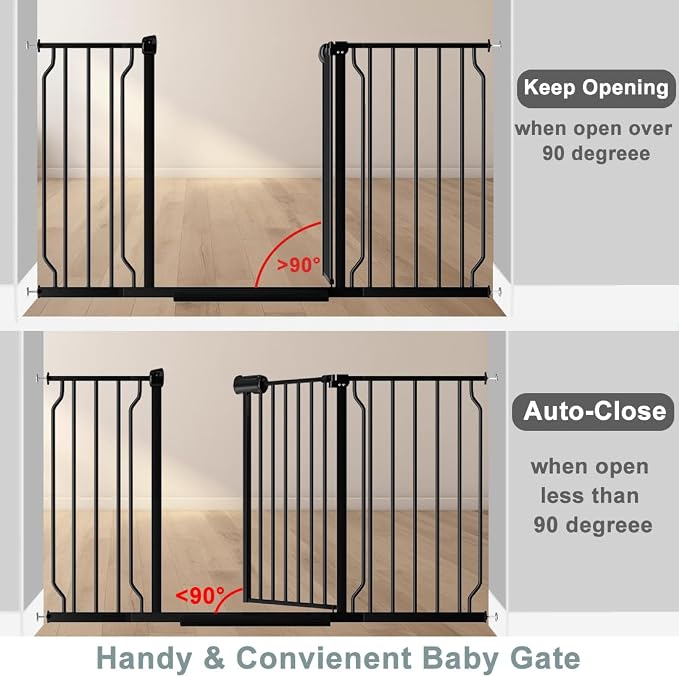 Fairy Baby Extra Wide Baby Gate 76.3-81.1 Inch Wide, Walk Through Pressure Mounted No Drill for Doorways, Long and Large Tension Gate for Pet and Kids