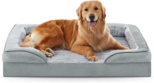 FURTIME Orthopedic Large Dog Bed, XL Waterproof Dog Beds, 42x35x6.5 Supportive Foam Pet Couch Bed with Removable Washable Cover and Nonskid Bottom