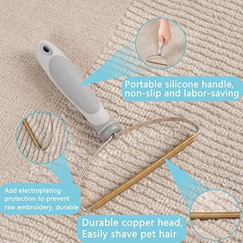 Reusable Lint Roller, Dog Cat Hair Remover, Dog Hair Carpet Rake Remove Everyday Furniture, Clothes, Car Upholstery Pet Hair, 2-Pack Combination Carpet Hair Removal Tool Gray