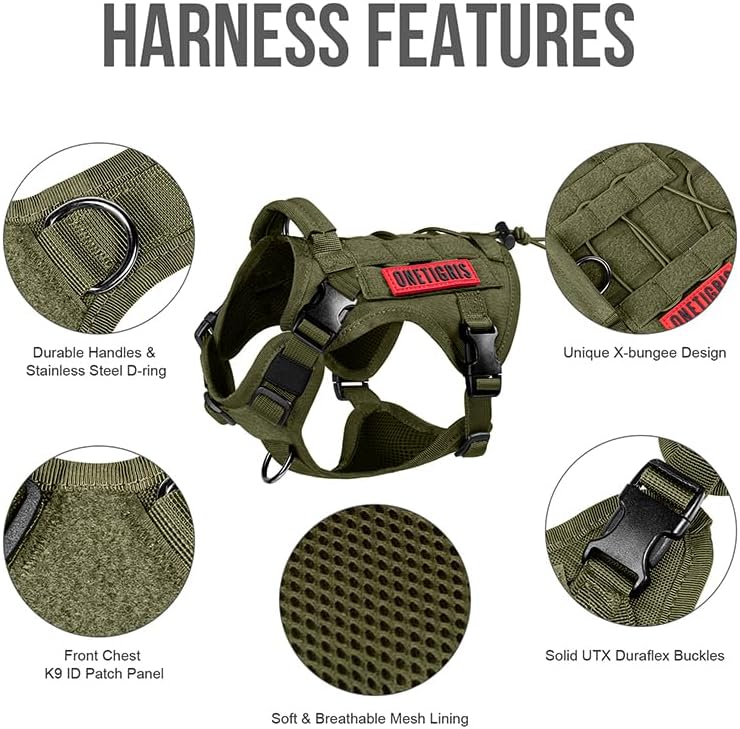 OneTigris Tactical Dog Harness with Handle No-Pull Adjustable for Small Dog