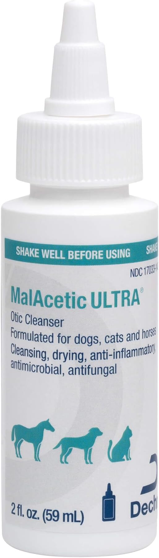 MalAcetic Ultra® Otic Cleanser for Dogs, Cats and Horses, 2 FL Oz | Cleansing, Drying, Anti-Inflammatory; Packaging May Vary