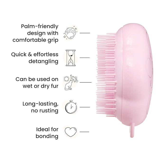 Pet Teezer Cat Brush for De-Shedding Short to Medium Fur, Millennial Pink | Cat hair brush gently de-sheds and detangles short to medium cat coats, even the finest fur, with no tugging or pulling
