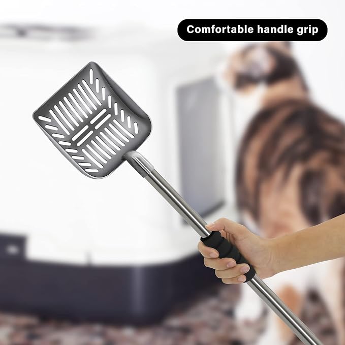 Cat Litter Scoop,Metal Long Handle Kitty Litter Coop Scooper,Heavy Duty Cats Pooper for Litter Box Pet Poop Shovel,Chicken Poop Scooper 32inch