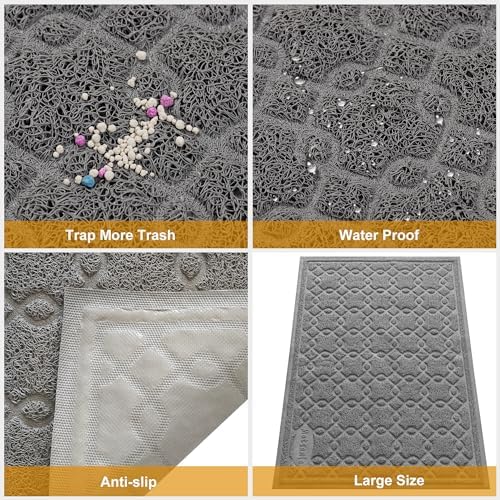 47" x 32" XL Large Cat Litter Box Mat, Scatter Control, Waterproof