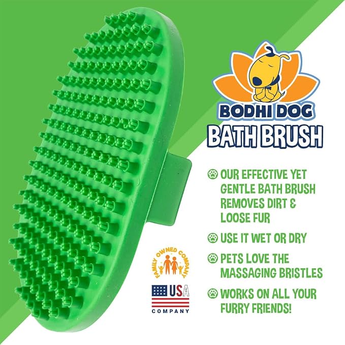 Bodhi Dog Shampoo Brush - Pet Grooming & Bath Supplies for Dogs and Cats - Bath Brush for Long & Short Hair - Premium Scrubber for Shower, Showerhead, Sprayer & Bathing (One Pack, Green)