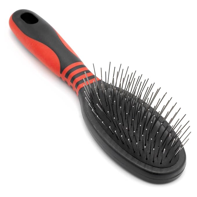 Jeffers Pet Single Sided Pin Brush for Dogs Cats Horses, Patented Pin Pad, Durable Bristles, Detangling Grooming Brush for Medium to Long Hair, Smooth Finish, Tangle Free Coat, Travel Size - Medium