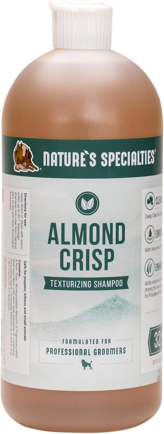 Nature's Specialties Almond Crisp Ultra Concentrated Dog Shampoo for Pets, Makes up to 8 Gallons, Natural Choice for Professional Groomers, Texturizing and Volumizing, Made in USA, 32 oz