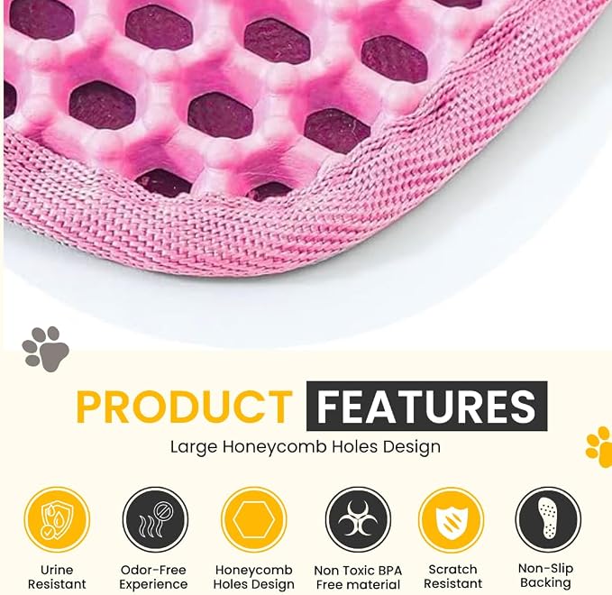 Andalus Brands Large Cat Litter Mat - Waterproof & Urine-Proof Litter Box Mat, Non-Slip Kitty Litter Mats for Floor, Easy to Clean Litter Trapping Design (30" x 24", Pink)