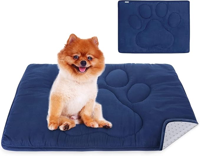 Dog Crate Pad 18"x 24", Great Mat with Anti-Slip Bottom for Pet Sleeping | Breathable Dog Crate Bed Kennel Pad,Dark Colored to Hide Stains, Washable, Navy