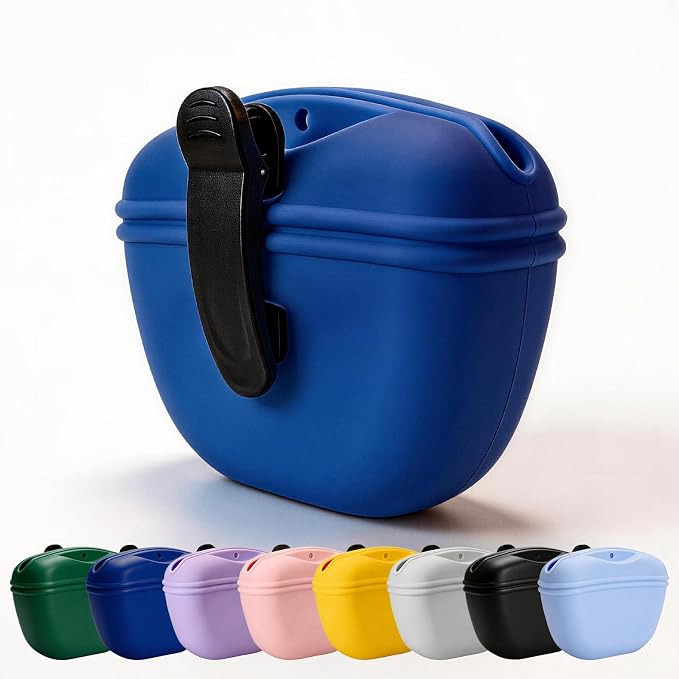 Dog Treat Pouch for Training, Silicone Dog Treat Bag with Strong Clip, Hands-Free Puppy Training Treat Holder, Portable Pet Snack Pouch for Walking, Agility, Obedience Training & Outdoor Use