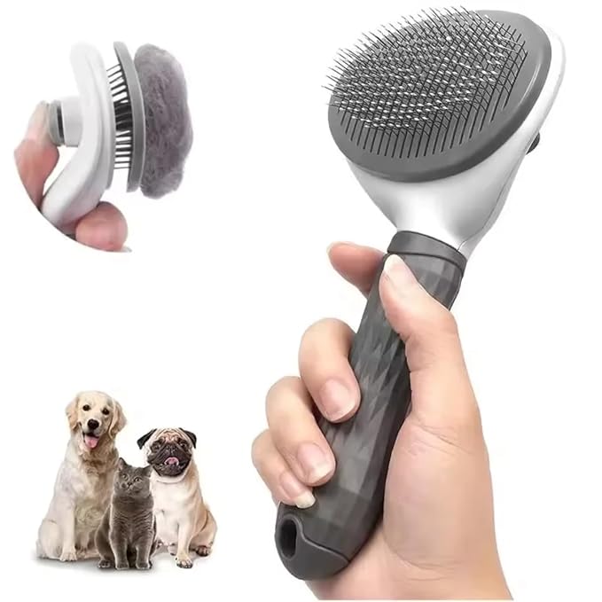 3-Pack Pet Grooming Kit for Dogs & Cats Self-Cleaning Slicker Brush, Deshedding Grooming Glove & Reusable Lint Roller Removes Loose Hair, Fur & Tangles, Easy to Clean
