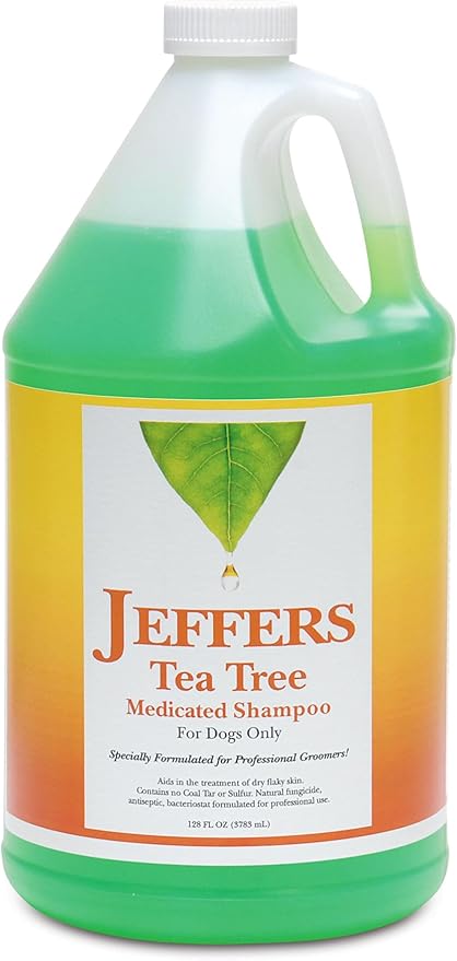 Jeffers Pet Tea Tree Medicated Deodorizing Dog Shampoo for Dry Skin, 128 oz