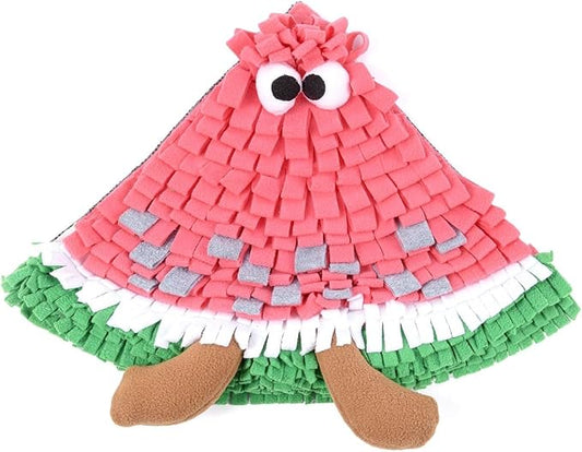 Dog Snuffle Mat Fleece Foraging Fruit Design Mats Small Animals Interactive Feeding Toy Anti Slip Slow Feeder Pet Treat Dispenser for Dogs Rabbits Guinea Pigs (Watermelon)