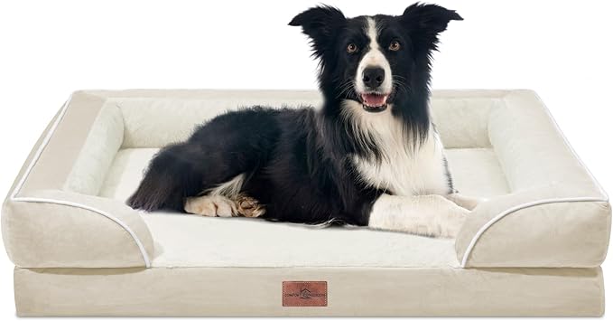 Comfort Expression Orthopedic Dog Beds for Large Sized Dog with Bolster | Waterproof Dog Couch Bed with Washable Cover & Non-Slip Bottom, Supportive Egg Crate Foam Large Pet Bed, 36x27 Inch