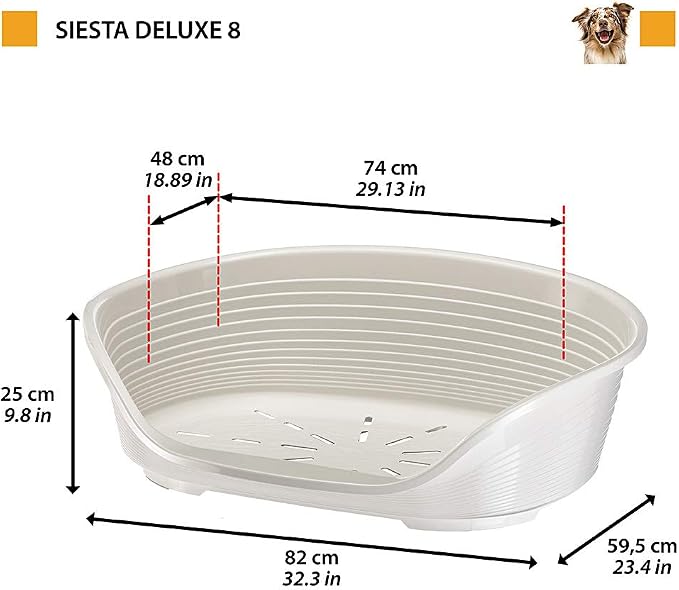 Ferplast Cat Bed, Plastic Dog Bed Medium, Ventilation Holes and Non-Slip Rubber Feet for Added Stability 82 x 59,5 x h. 25 cm. Burgundy