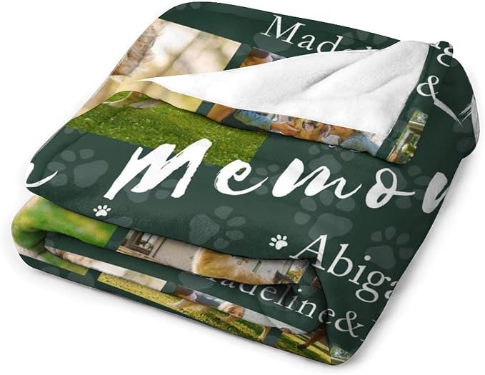Artsadd Personalized Memorial Blanket with Pictures Pet Loss Sympathy Gift in Memory of Dog Cat Custom Photo Blanket