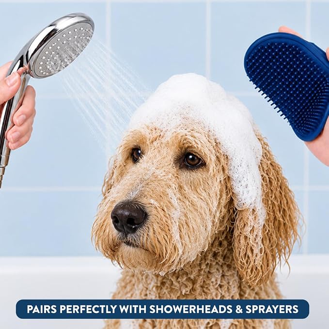 Bodhi Dog Shampoo Brush - Pet Grooming & Bath Supplies for Dogs and Cats - Bath Brush for Long & Short Hair - Premium Scrubber for Shower, Showerhead, Sprayer & Bathing (Two Pack, Purple)