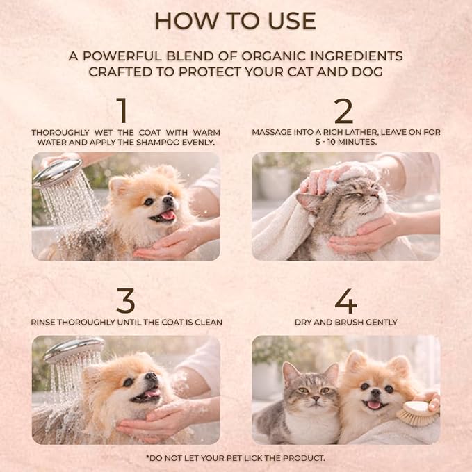 Organic Dog & Cat Shampoo for Sensitive Skin — Oatmeal, Aloe Vera, Coconut & Lavender | Soothes Allergies, Dermatitis & Itchy Skin | Vet-Reviewed Formula | Made in USA | 8 fl oz