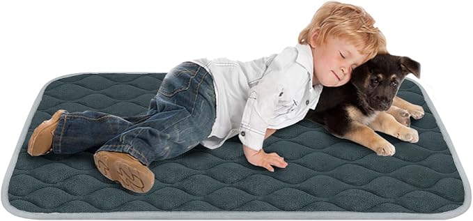 Dog Bed Mat Crate Pad, Anti-Slip Bottom Machine Washable Pet Pad | Thick lightweight mat with anti-slip bottom, machine washable. Ideal for dogs, cats in crates, home & car, XL 48x30'', Grey