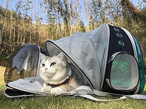 Expandable Backpack to Carry Cat, Fit up to 12 lbs, Space Capsule Astronaut Polarized Tinted Brown Bubble Window Pet Backpack Carrier for Kitten Bunny and Small Puppy Vet Visit