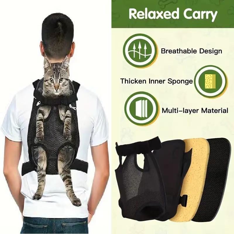 Pet Carrier Backpack, Adjustable Pet Front Cat Dog Carrier Backpack Travel Bag, Legs Out, Easy-Fit for Traveling Hiking Camping for Small Medium Big Dogs Cats Puppies (Black, Large ())