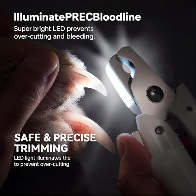 Professional Dog & Cat Nail Clippers – LED Light Dog Nail Clippers with Safety Guard, Ergonomic Pet Nail Clippers for Puppies, Small & Large Dogs, Dog Toenail Clippers, Cat Nail Trimmer