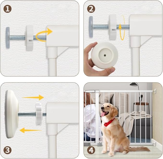 12MM Baby Gate Extender Extension, 4 Pack Baby Gate Replacement Parts, M8 Replacement Bolt Part for Child Safety Pressure Mounted Safety Gates with Wall Protector for Stairs Cup Guard