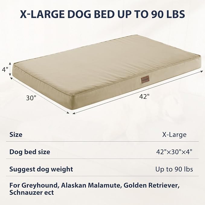 BFPETHOME Outdoor Waterproof Dog Bed for Large Dogs, Washable Cover, 42" | Outdoor & Indoor Use, Waterproof, For Medium, Large, Extra Large Dogs, Orthopedic, Egg Crate Foam, Up to 90 lbs