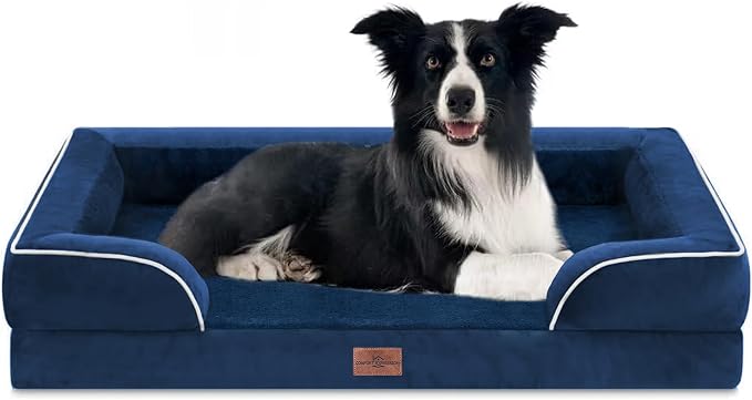 Comfort Expression Orthopedic Dog Beds for Large Sized Dog with Bolster | Waterproof Dog Couch Bed with Washable Cover & Non-Slip Bottom, Supportive Egg Crate Foam Large Pet Bed, 36x27 Inch