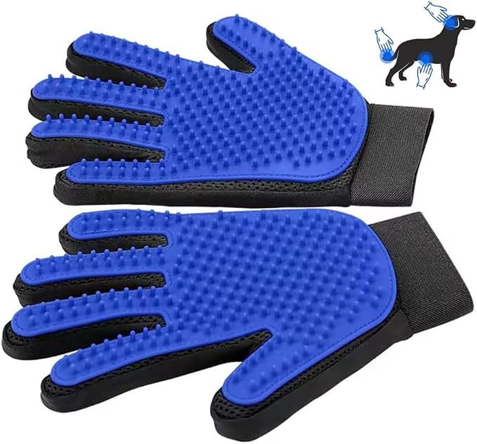 Pet Grooming Glove-Pet Hair Remover Glove- Perfect pet Cleaning Brush Glove- Perfect Washing Glove Brush of the Dog & pet for Short and Long Fur - 1 Pack (Right-Hand), Blue