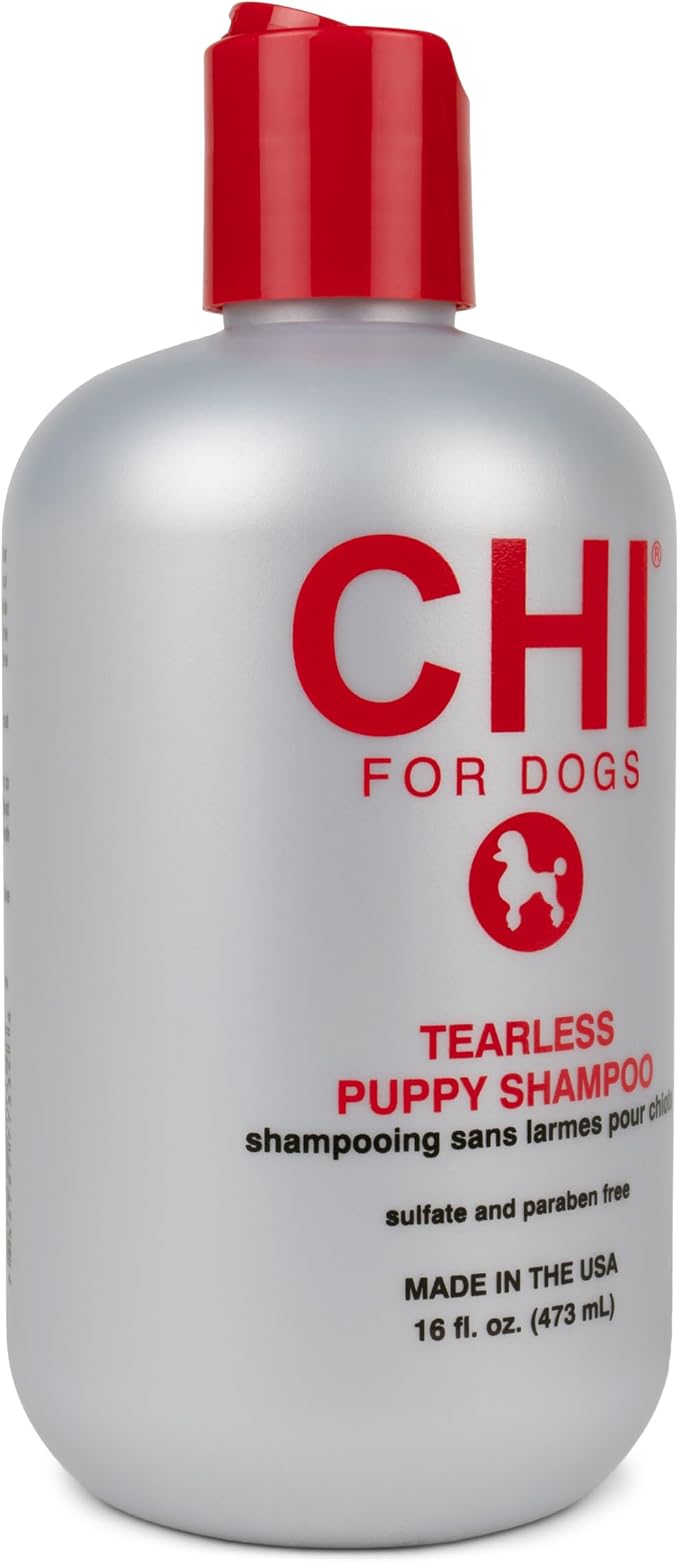 CHI for Dogs Tearless Puppy Shampoo with Silk Protein, Gentle Dog Wash for Young Coats, pH Balanced Sulfate and Paraben Free Formula, Puppies 8 Weeks+, Made in the USA, 16 Fl Oz