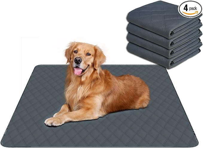 RIOUSSI Washable Pee Pads for Dogs, Reusable, Absorbent, Leakproof, Non Slip Pet Puppy Pads for Potty Training. Dark Gray, 31x36 Inch(4pack) | Soft Material | Non-Slip Bottom | Ideal for Dog-Potty Training | Dark Gray, 31"x36", 4-Pack