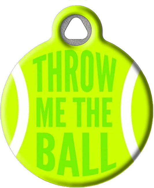 Sports-Themed Pet ID Tags for Dogs and Cats (Small (7/8" Diameter), Throw Me The Ball)