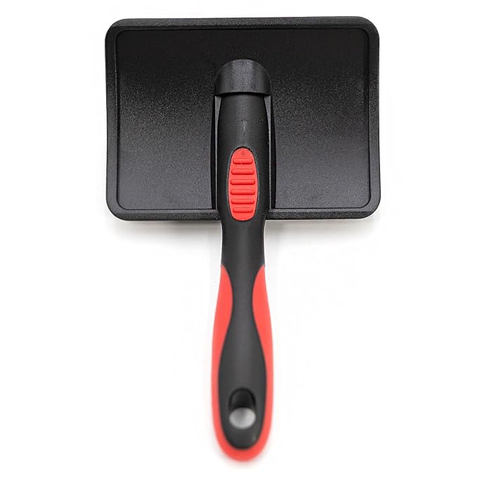 Jeffers Pet Hard Pin Universal Slicker Brush for Dogs, Cats, Horses – Firm Bristles Grooming Tool, Detangling, Tangle Free Coat, Mats, Shedding, Curved Head, Travel Friendly, Easy Storage - Large