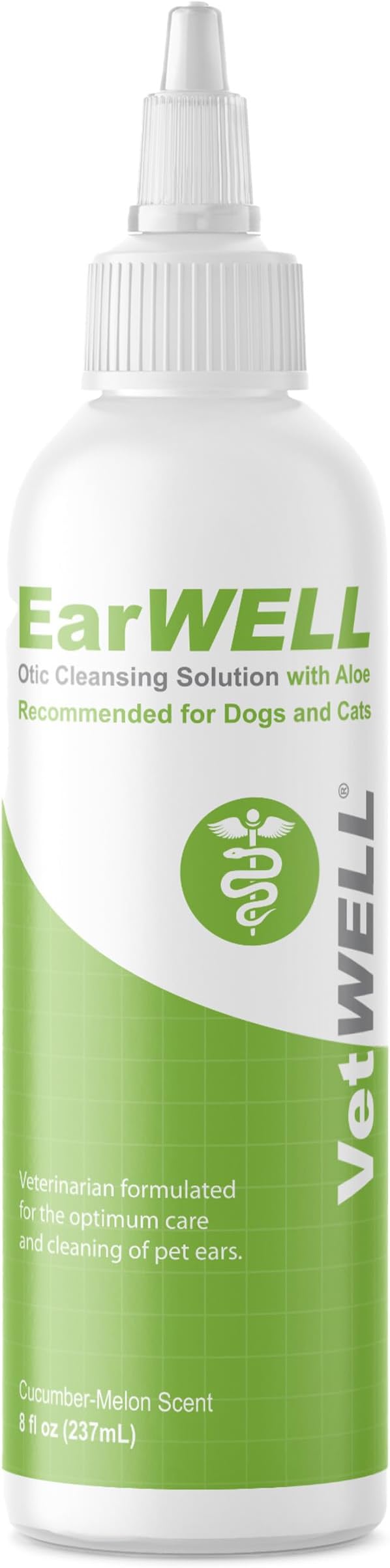 VetWELL Ear Cleaner for Dogs and Cats - Cucumber Melon - 8 oz | Otic Ear Solution for Pets to Help Manage Odor and Reduce Wax Build Up
