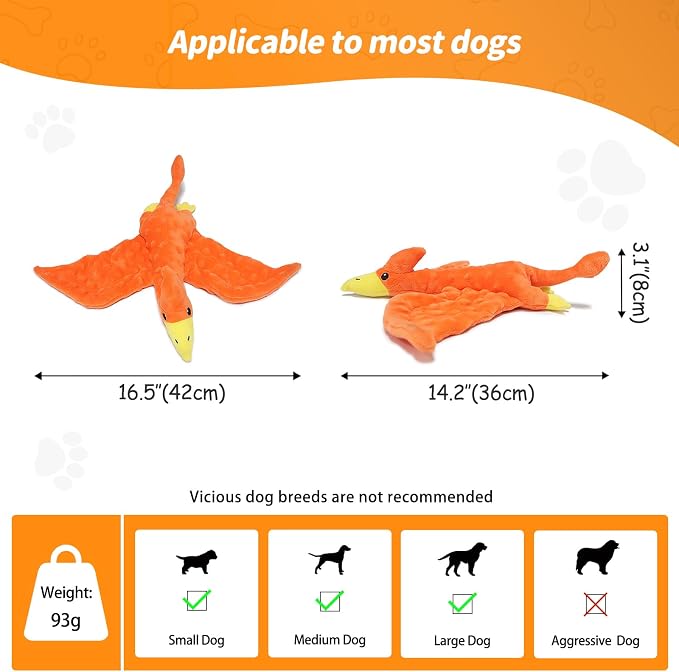 Plush Squeaky Dog Toys, 3 Pack Soft Stuffed Animals Dog Toy with Squeaker, Interactive Crinkle Dog Toys, Puppy Teething Chew Toy for Small, Medium & Large Breeds