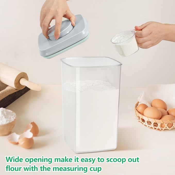 4.2 Qt Airtight Flour Rice Storage Container with Pop-up Lid Sugar Holder | Crystal-Clear BPA Free Plastic Spaghetti Containers, Tall and Slim Food Storage Bin for Kitchen Pantry Organization