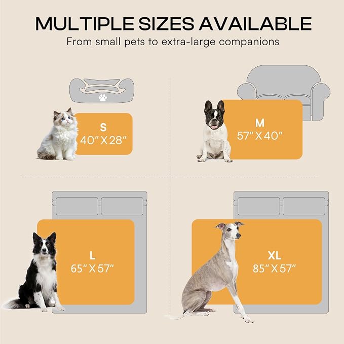 Luciphia Waterproof Blanket for Medium Large Dog Ultra-Soft & Calming Pet Throw Reversible Warm Fleece Durable Furniture Crate Couch Cover Protector Machine Washable Leakproof Grey M (57''x40'')