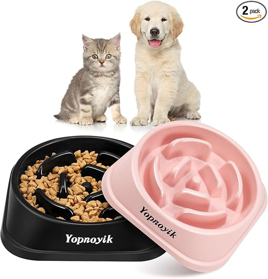 2 Pack Slow Feeder Dog Bowls for Healthy Eating, Non-Slip and Anti-Choking Design, Reduces Bloating & Overeating for Small Dogs, Easy to Clean