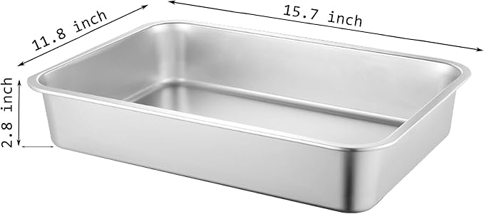 2 Pack Stainless Steel Cat Litter Box, 15.7"×11.8"×2.8" Metal Litter Pan, Small Litter Box for Little Cats Kittens, Easy Cleaning
