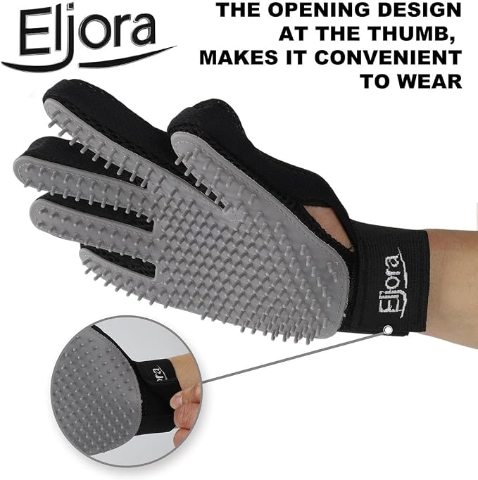 Pet Grooming Glove (Pair) & Dematting Comb Set – Anti-Slip Handle Deshedding Comb+ Gentle Massage Gloves for Dogs & Cats – Removes Loose Hair, Mats & Tangles – Safe, Effective Grooming