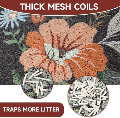 Cat Litter Mat,35"x23" Large Cute Litter Box Mat,Traps 100% Litter