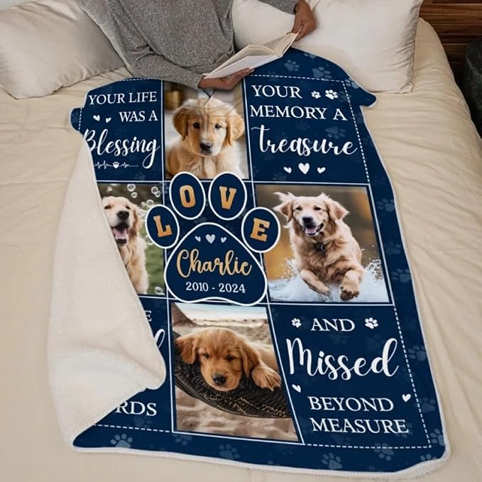 Pamaheart Custom Dog Face Blankets, Personalized Pet Photo Blanket, Fleece Dog Blankets, Customized Photo Throws, Dogs Dad Gifts, Pet Lover Gifts, Memorial Gift /38