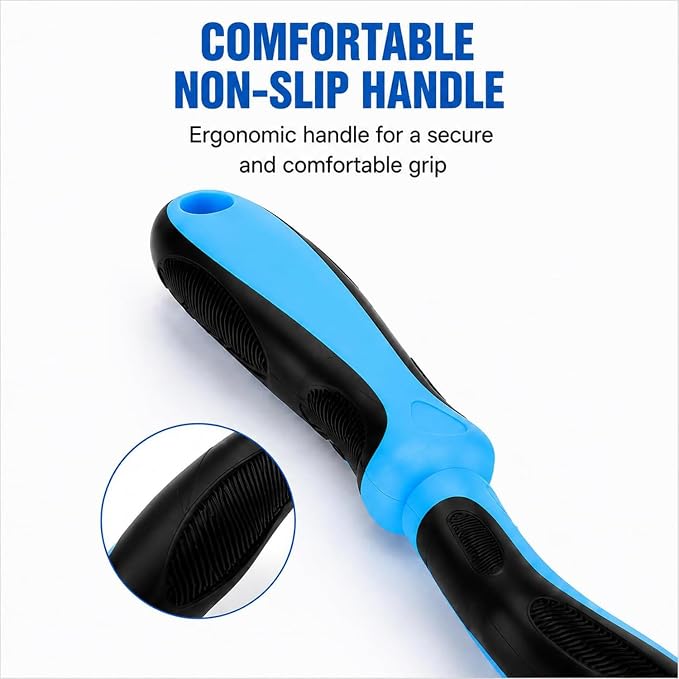Dematting Comb for Dogs and Cats, Undercoat Pet Brush for Long Hair, Deshedding Brush for Dog Removes Tangles Knots and Loose Fur, 2-In-1 Double Tooth Comb Undercoat Rake Dog Brush