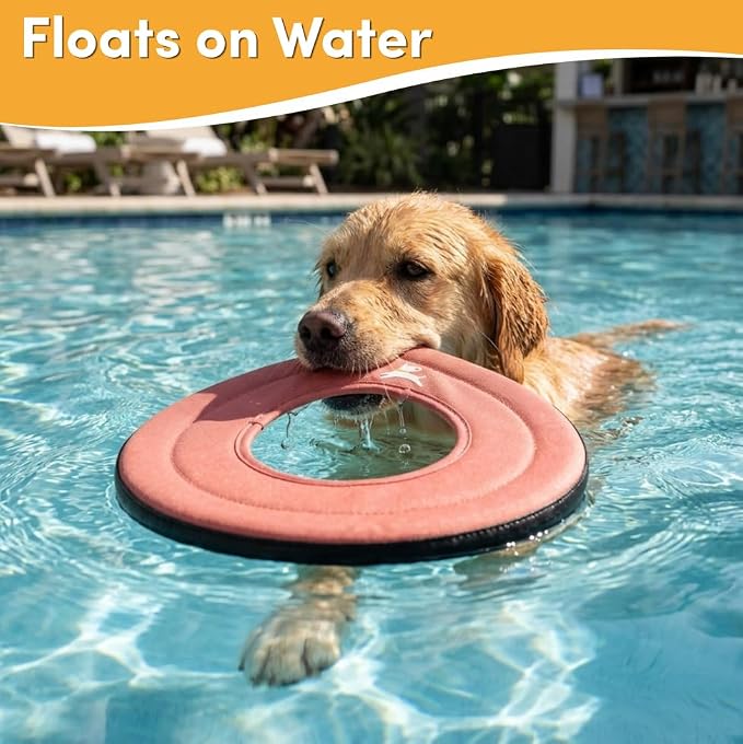 OllyDog Super Flyer Dog Flying Disc – Floating Fetch Toy for Water Play, Soft Eco-Friendly Recycled Fabric, Gentle on Teeth, 11" for Medium & Large Dogs (Desert, 11")