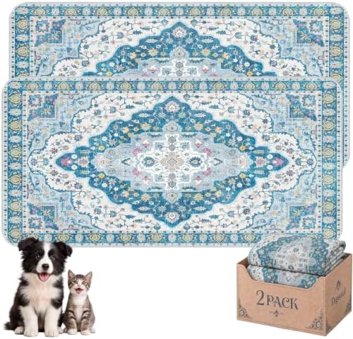Washable Pee Pads for Dogs,Super Absorbent Reusable Puppy Potty Training Pads,Waterproof,Leak-Proof & Non-Slip Potty Pads for Floor,Whelping,Crates,Bed(Indigo Sky, 36"x72")